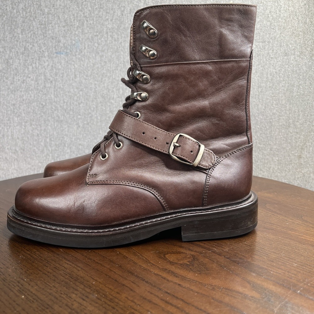 Giraudon Sport NY Combat Boots Women's 36 / 5.5 - 6  Brown Leather Buckle‎ Strap